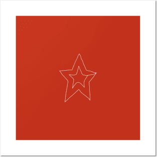 Small White Star Minimal Line Art Posters and Art